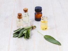 Sage essential oil for aromatherapy photo