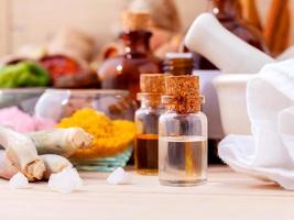 Close-up of spa items on a table photo