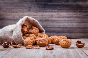 Walnuts in a hemp sack photo