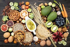 Top view of healthy food ingredients photo