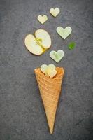 Apple slices with a waffle cone photo