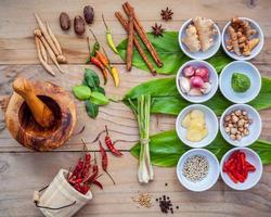 Top view of fresh Thai ingredients photo