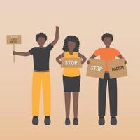 Black life matters stop the racism people holding signs vector