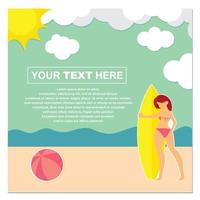 Background Design with Beach Girl Theme vector