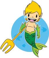 joven merman - diseño de mascota vector