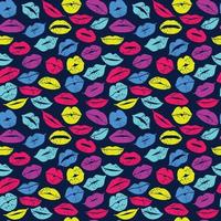 Flat design of lips. Seamless pattern of icon neon lips. Vector color design.