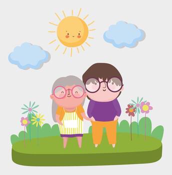 feliz día de los abuelos diseño de dibujos animados vector