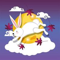 rabbit happy moon festival image vector