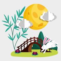 rabbit happy moon festival image vector