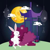 rabbit happy moon festival image vector