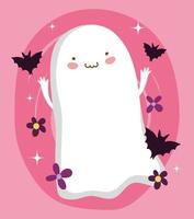 feliz halloween imagen con lindo fantasma vector