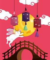 rabbit happy moon festival image vector