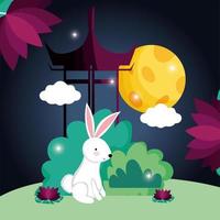 rabbit happy moon festival image vector