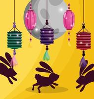 rabbit happy moon festival image vector