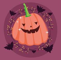 feliz halloween imagen con linda calabaza vector