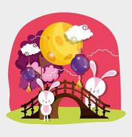 rabbit happy moon festival image vector