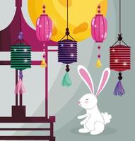 rabbit happy moon festival image vector