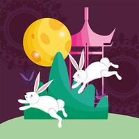 rabbit happy moon festival image vector
