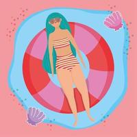 mujer hola diseño de vacaciones de verano vector