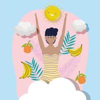 woman hello summer holiday design vector