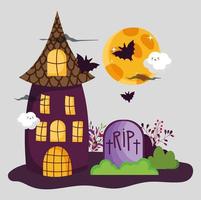 Happy halloween image with haunted house vector