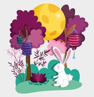 rabbit happy moon festival image vector