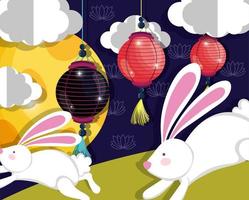 rabbit happy moon festival image vector