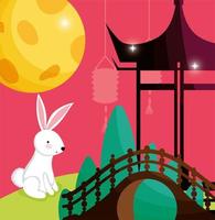 rabbit happy moon festival image vector