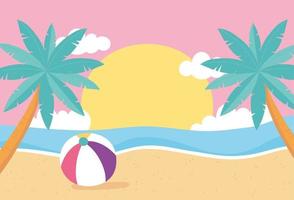 paisaje de playa con pelota vector