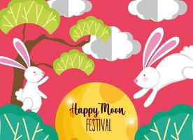 rabbit happy moon festival image vector