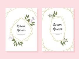 Wedding invitation card set with decorative frame e floral elements vector