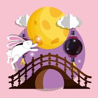 rabbit happy moon festival image vector