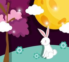 rabbit happy moon festival image vector