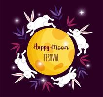 rabbit happy moon festival image vector