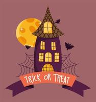 Happy halloween image with haunted house vector