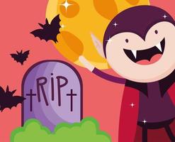 feliz halloween imagen con lindo vampiro vector