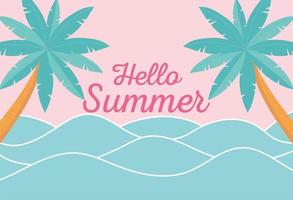 Hello summer with beach landscape vector