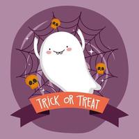 Happy halloween image with cute ghost vector