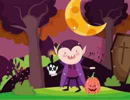 Happy halloween image with cute vampire vector