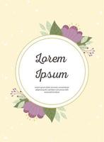 Wedding invitation card with decorative frame e floral elements vector