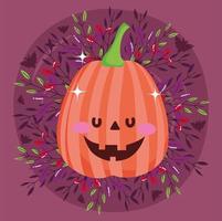 feliz halloween imagen con linda calabaza vector