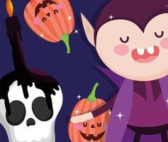 Happy halloween image with cute vampire vector