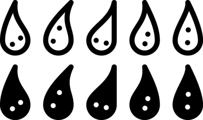 Black and white drops, illustration, vector on white background.