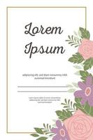 Wedding invitation card with decorative frame e floral elements vector