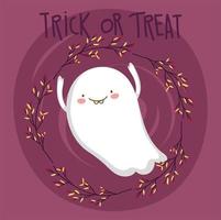 Happy halloween image with cute ghost vector