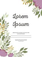 Wedding invitation card with decorative frame e floral elements vector