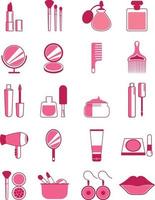 Pink make up icon set vector