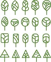 Green trees in different shapes, illustration, vector on white background set