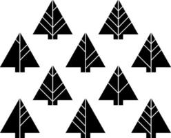 Set of black fir trees, illustration, vector on white background.