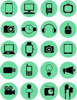 Old and new technology, illustration, vector on white background icon set
